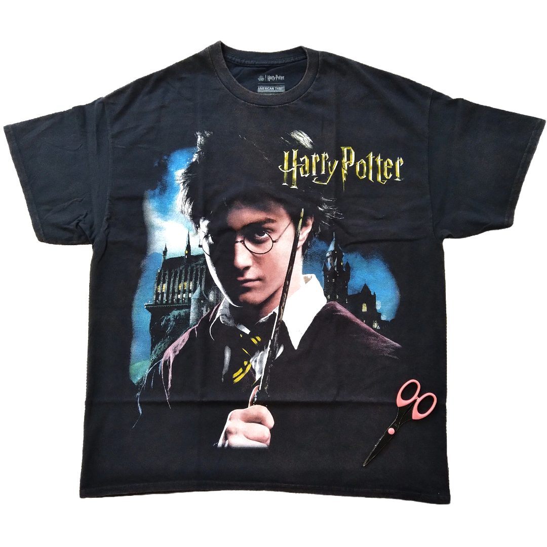 ハリーポッター　ヴィンテージ加工Tシャツ　Lサイズ　黒　ムービーTシャツ *