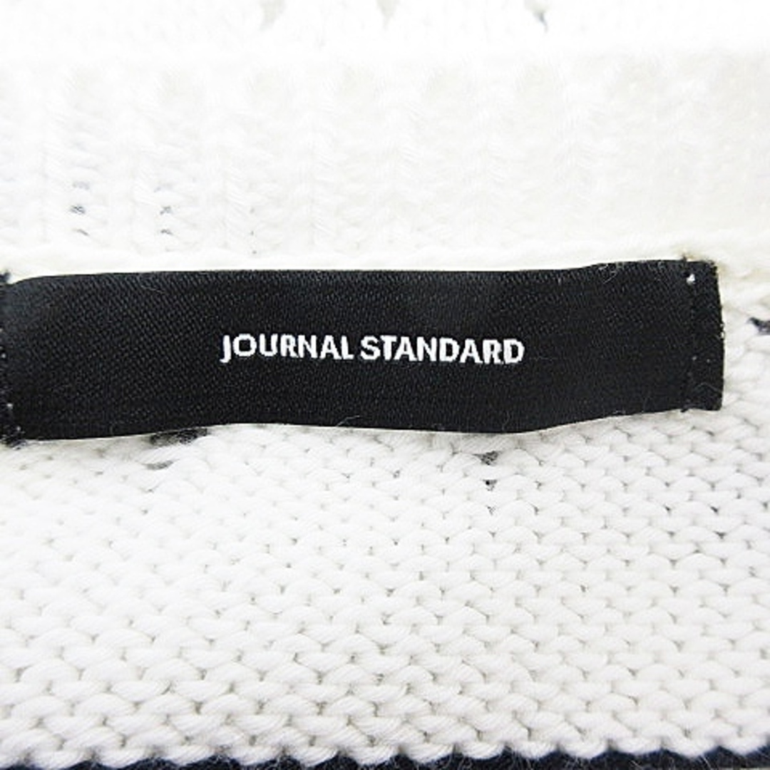 JOURNAL STANDARD(ジャーナルスタンダード)のジャーナルスタンダード ニット カットソー 五分袖 クルーネック ボーダー 白 レディースのトップス(ニット/セーター)の商品写真