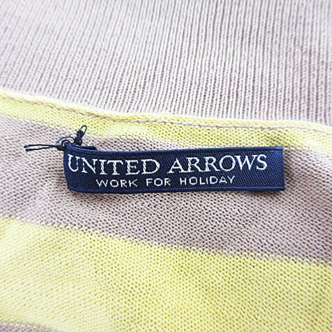 UNITED ARROWS(ユナイテッドアローズ)のユナイテッドアローズ ニット カーディガン 七分袖 前開き ボーダー 茶 黄 レディースのトップス(カーディガン)の商品写真