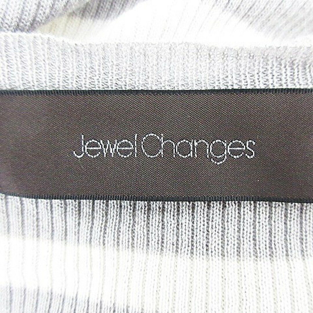 Jewel Changes(ジュエルチェンジズ)のジュエルチェンジズ アローズ ニット カットソー 七分袖 ボーダー グレー レディースのトップス(ニット/セーター)の商品写真