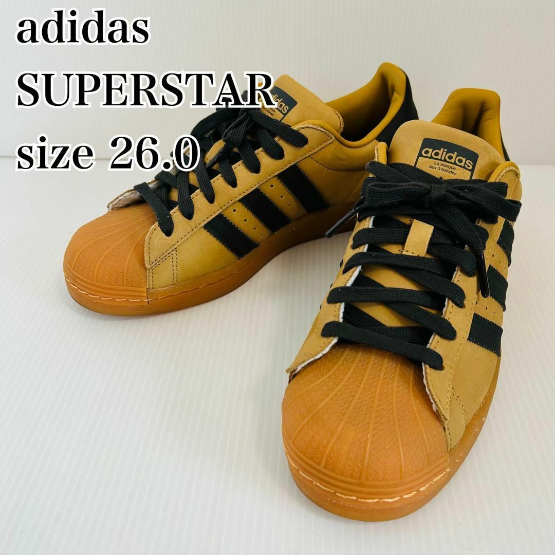 23.5cm 美品 adidas SUPER STAR ヌバック ベージュ 金