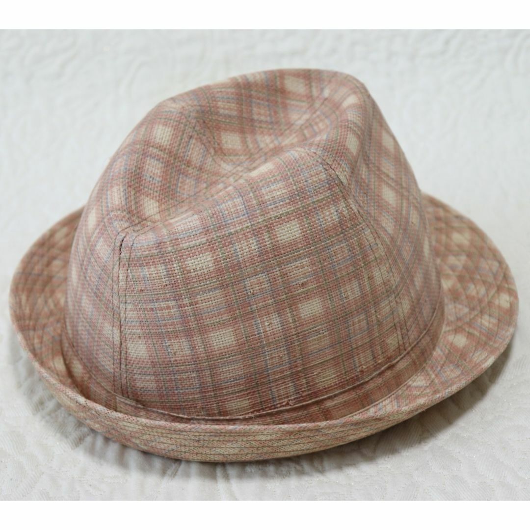 Borsalino(ボルサリーノ)の新品タグ付き【ボルサリーノ】天然草 チェック柄 サマーハット 麦わら帽子 61 メンズの帽子(ハット)の商品写真