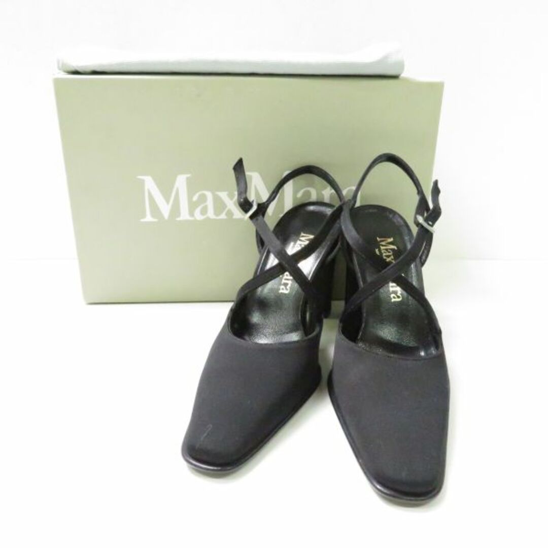 未使用 MAXMARA マックスマーラ パンプス 1点 ブラック 35 ストラップ ヒール レディース AM4495C