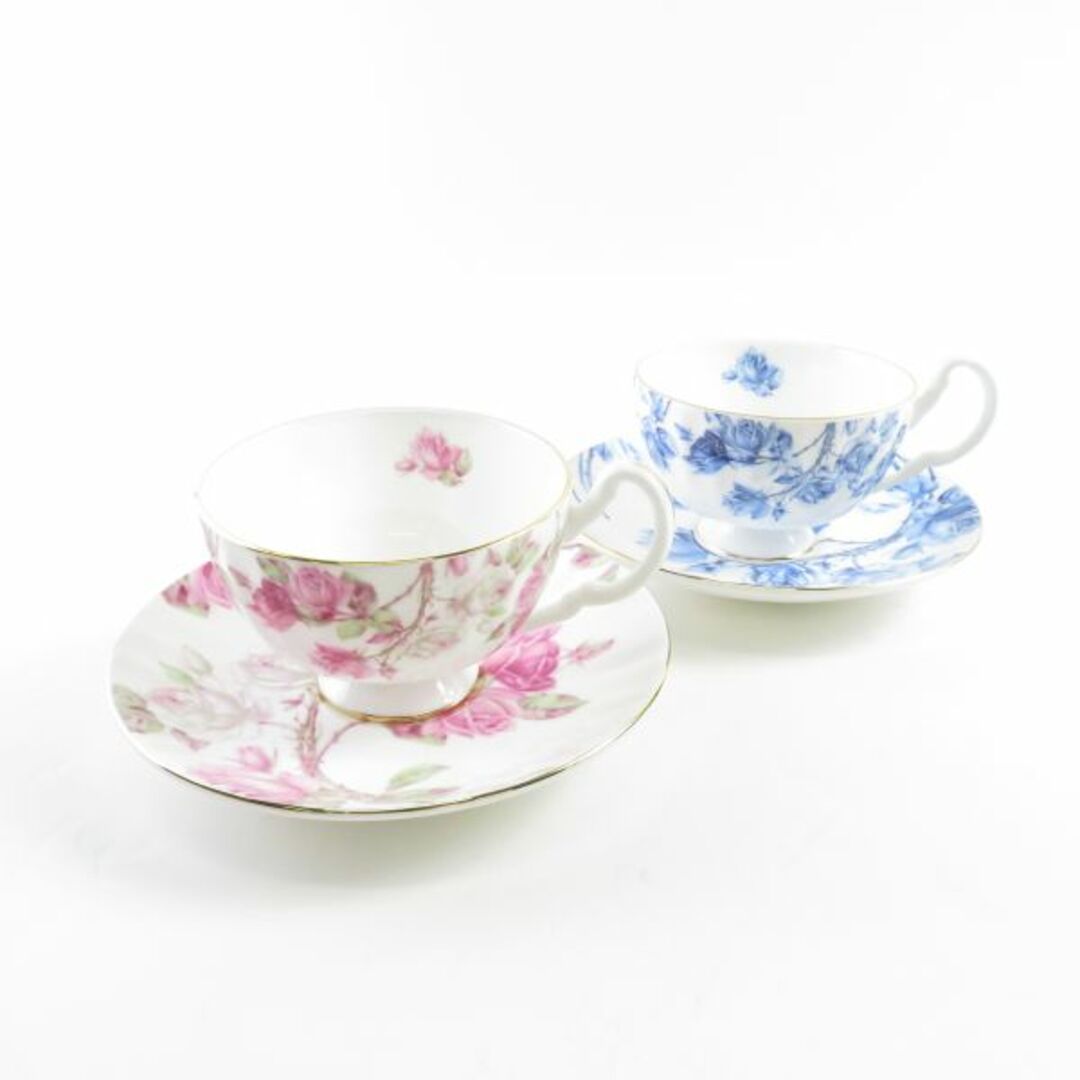 2色セット Aynsley エリザベスローズピンクとブルーティーカップ