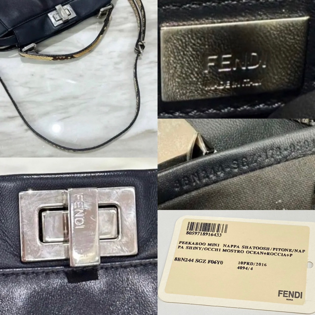 FENDI(フェンディ)の美品☆　フェンディ　ピーカブー　ミニ　レザー×パイソン　2way　モンスター レディースのバッグ(ハンドバッグ)の商品写真