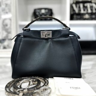 フェンディ(FENDI)の美品☆　フェンディ　ピーカブー　ミニ　レザー×パイソン　2way　モンスター(ハンドバッグ)