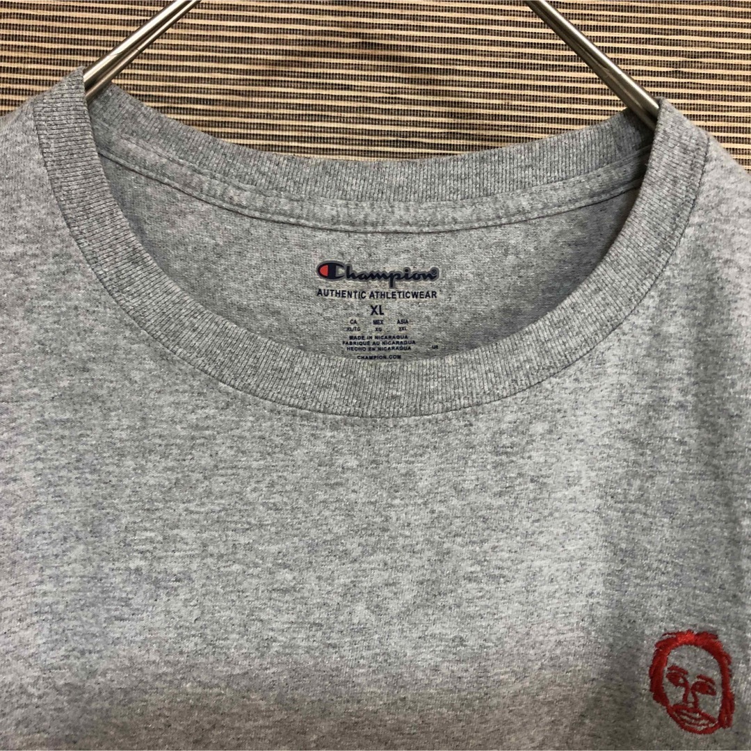 【レア】チャンピオン ワンポイント 刺繍 半袖Tシャツ グレー系 M