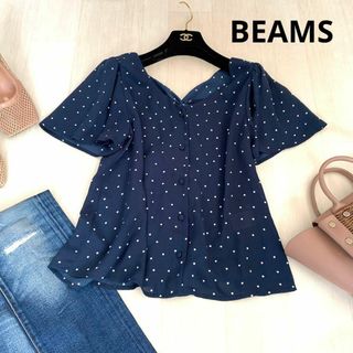 ビームス(BEAMS)のBEAMS ビームス　ドットブラウス　ブラウス　ネイビー　ホワイト　半袖(Tシャツ(半袖/袖なし))