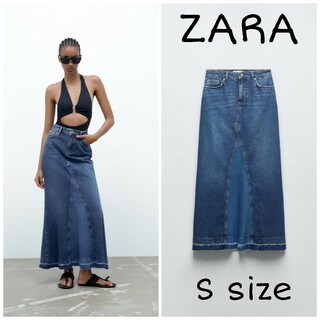 ザラ(ZARA)のZARA　ZW ロング デニムスカート　Sサイズ　ブルー(ロングスカート)