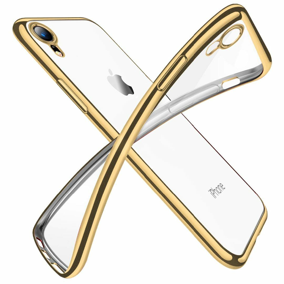 【色: ゴールド】iPhone XR ケース クリア 透明 tpu シリコン メ