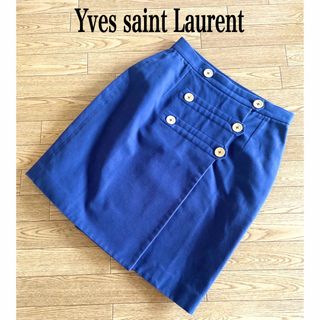 イヴサンローラン(Yves Saint Laurent)のイヴサンローラン / マイクロミニラップスカート マリン ネイビー(ひざ丈スカート)