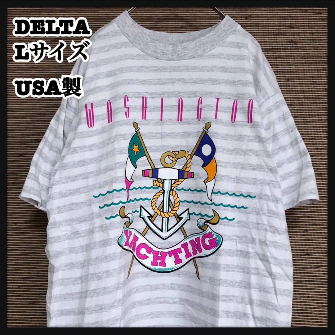 DELTA(デルタ)の【デルタ】半袖Tシャツ　USA製　ボーダー　錨　海　ワシントン　ビンテージ32 メンズのトップス(Tシャツ/カットソー(半袖/袖なし))の商品写真