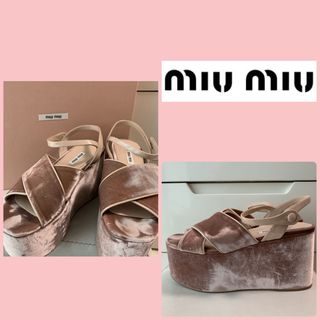 Miu Miu ミュウミュウ サンダル 37 1/2(24cm位) ピンク