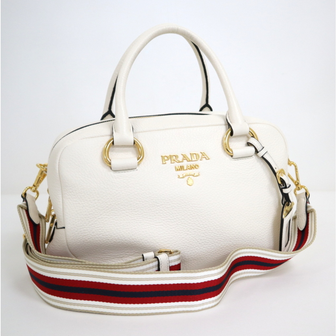 【PRADA】プラダ ミニボストン 2WAYショルダーバック カーフレザー×ゴールド金具 1BB086/kr09596kt