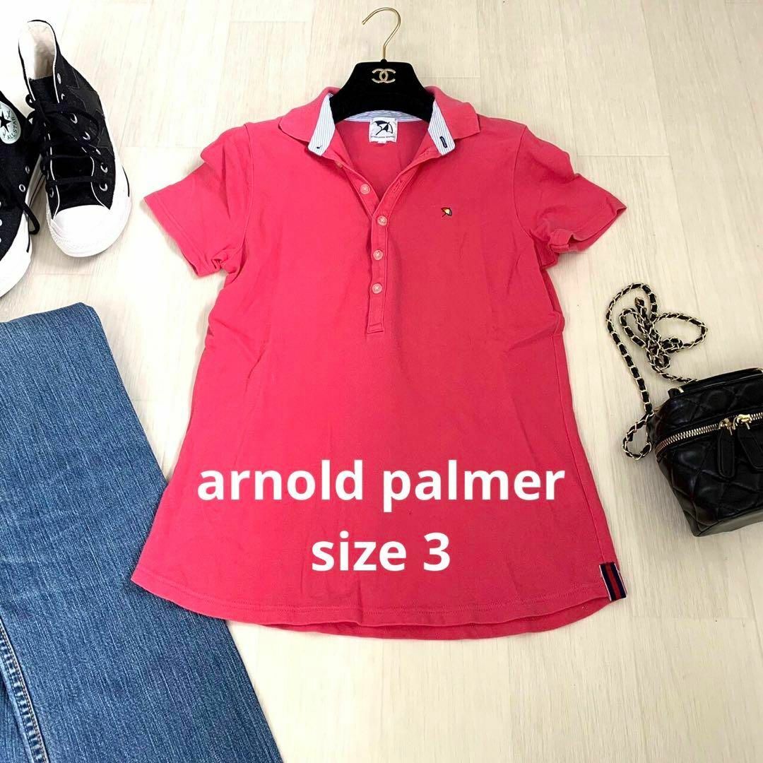 Arnold Palmer(アーノルドパーマー)のarnoldpalmer ピンクポロシャツ　size S レディースのトップス(ポロシャツ)の商品写真