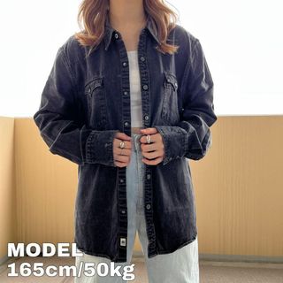 LEVI'S リーバイス Wポケット ブラックデニムシャツ ウエスタン XL 黒