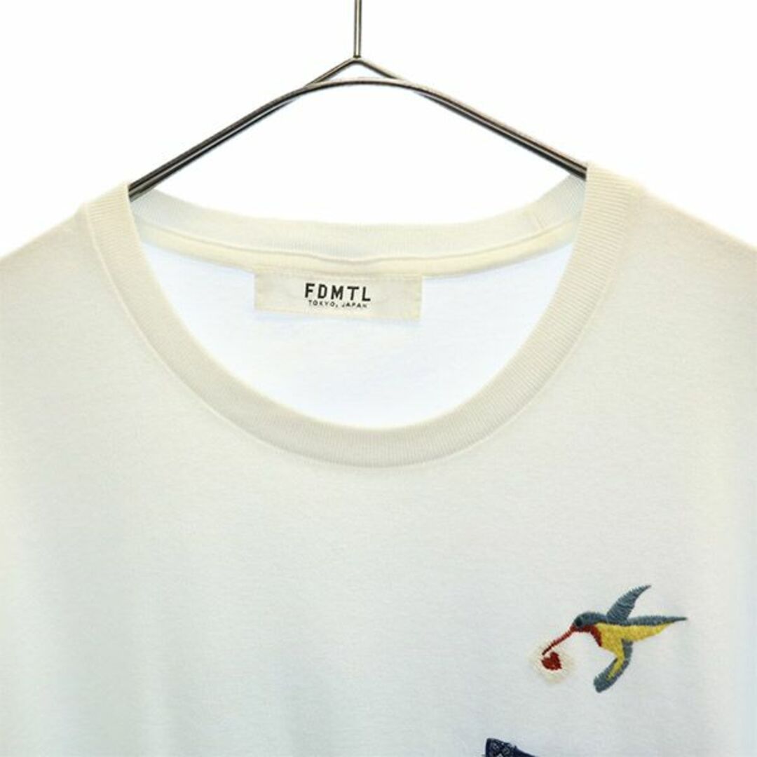 ファンダメンタル 刺繍 半袖 Tシャツ ホワイト FDMTL ロゴ メンズ   【230721】 メール便可 2