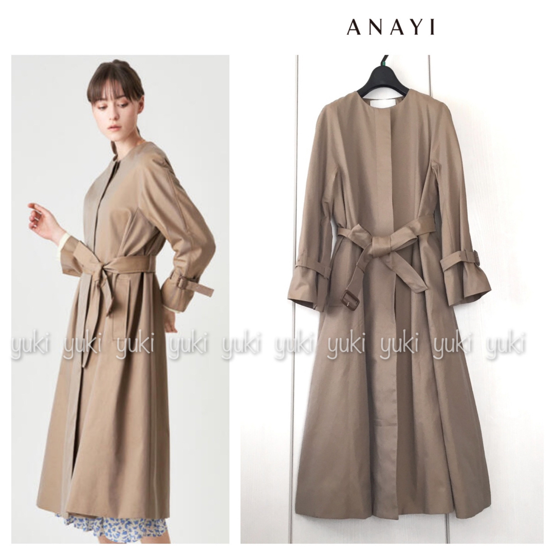 【新品タグ付き】ANAYI ハッスイギャバ クルーコート.のサムネイル