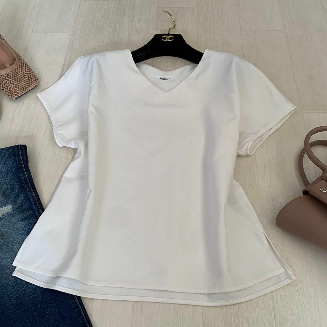 Techichi(テチチ)のTechichi テチチ 半袖　トップス　ホワイト　Fサイズ レディースのトップス(Tシャツ(半袖/袖なし))の商品写真