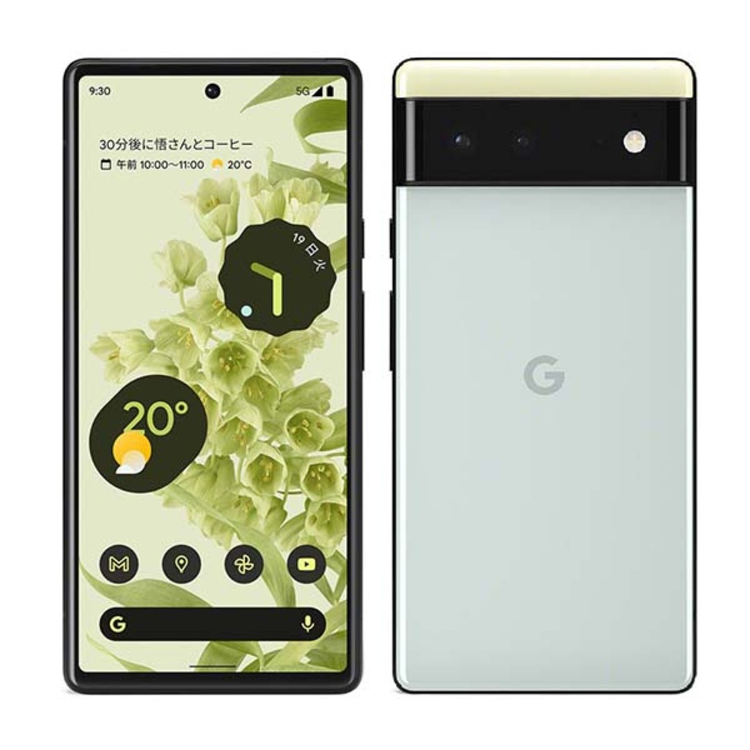 スマホ/家電/カメラGoogle Pixel6 128GB ソータ シーフォーム SIMフリー 本体 au Aランク スマホ  【送料無料】 gp6a128gr8mtm