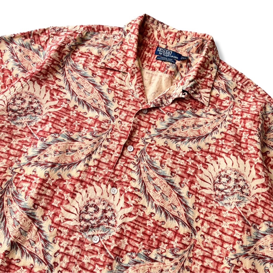 VINTAGE CAMP】90s ポロラルフローレン 半袖開襟シャツ XL 赤 - シャツ