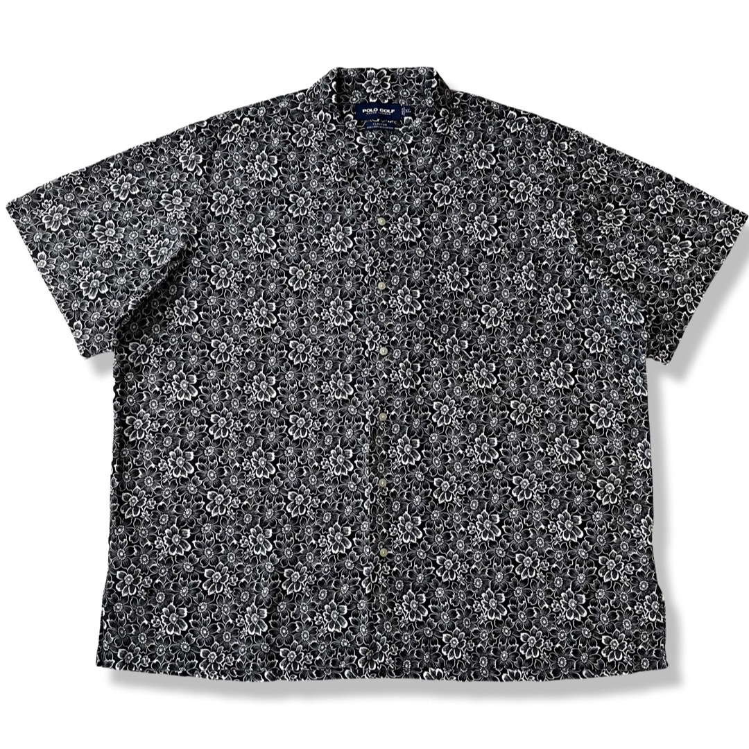 【90s】ポロゴルフ ラルフローレン リネン混 半袖ボックスシャツ XL 花柄