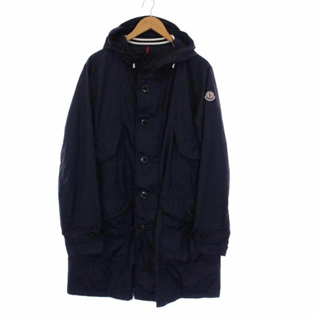 MONCLER(モンクレール)のMONCLER フーテッドコート アウター ロング ナイロン 2 紺 ネイビー メンズのジャケット/アウター(その他)の商品写真