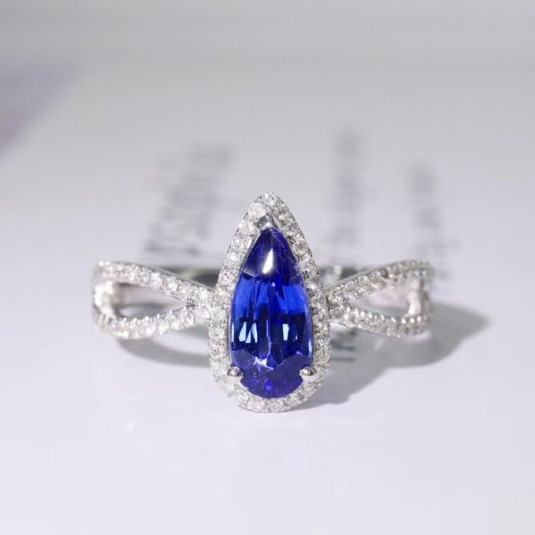 ピアス天然 ロイヤルブルーサファイア ダイヤ リング0.85ct k18 f2