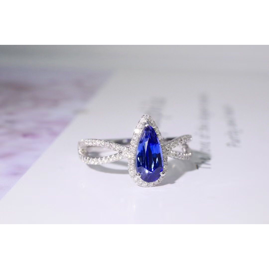 天然 ロイヤルブルーサファイア ダイヤ リング1.01ct k18 f