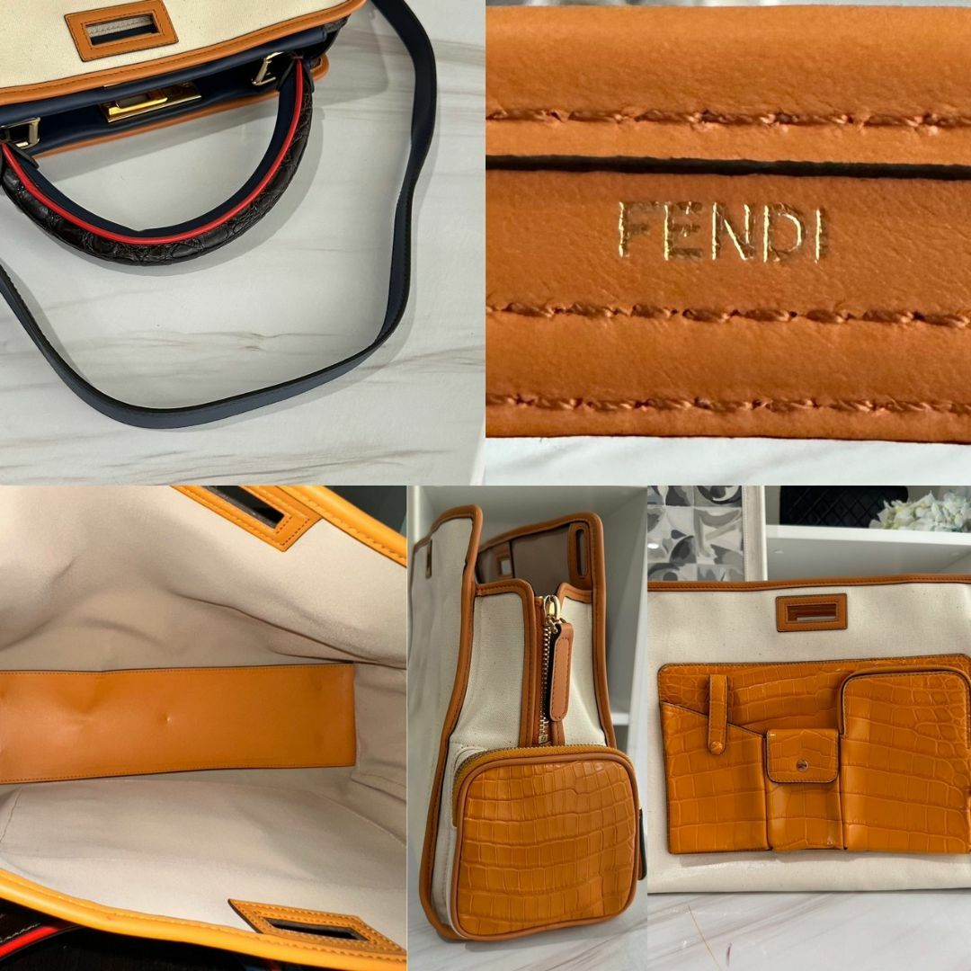 FENDI(フェンディ)の美品☆　フェンディ　ピーカブー　ディフェンダー　2way　キャンバス×クロコ レディースのバッグ(ハンドバッグ)の商品写真