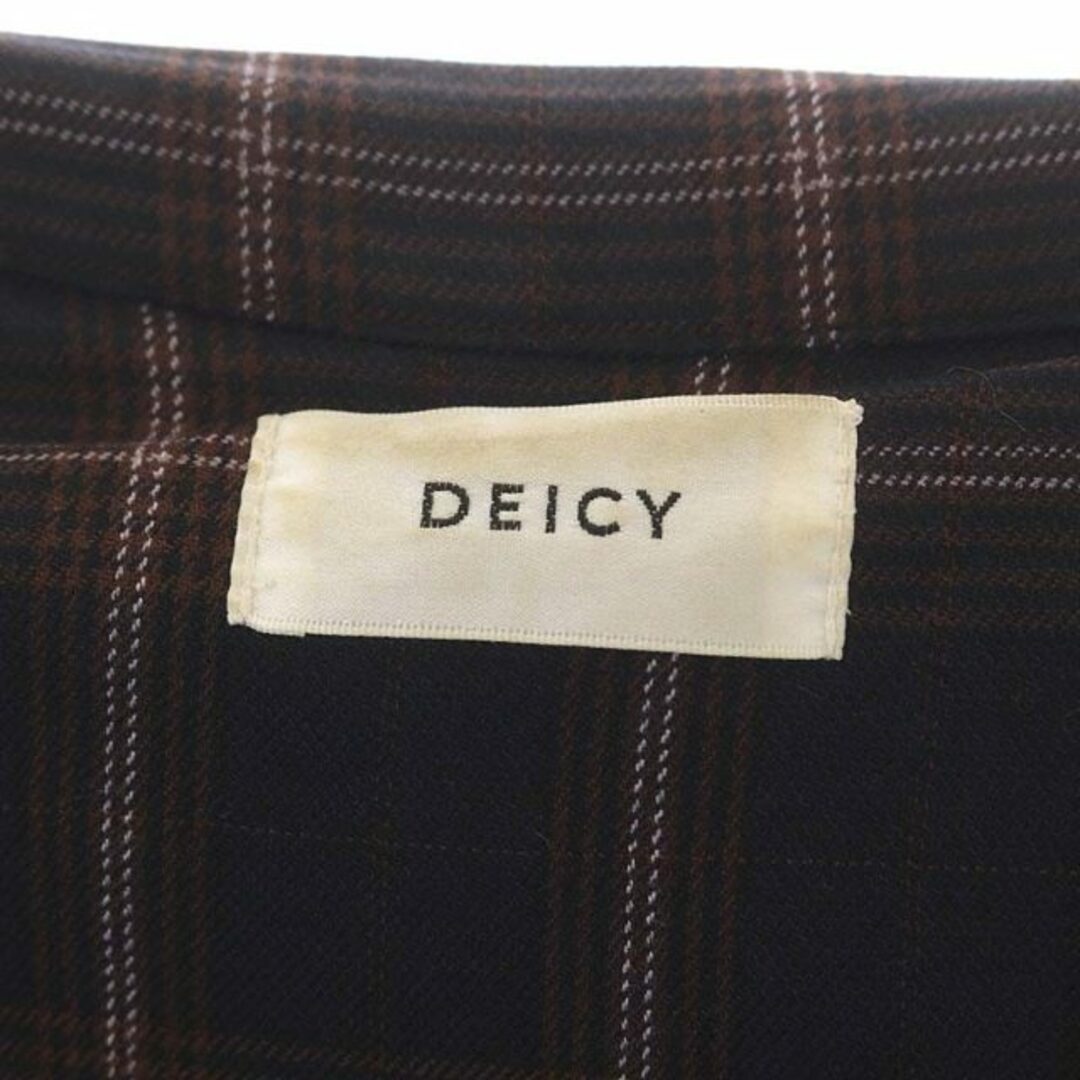 deicy(デイシー)のデイシー 切替 チェックコート ダブル アウター ロング ウール混 F 濃紺 茶 レディースのジャケット/アウター(その他)の商品写真