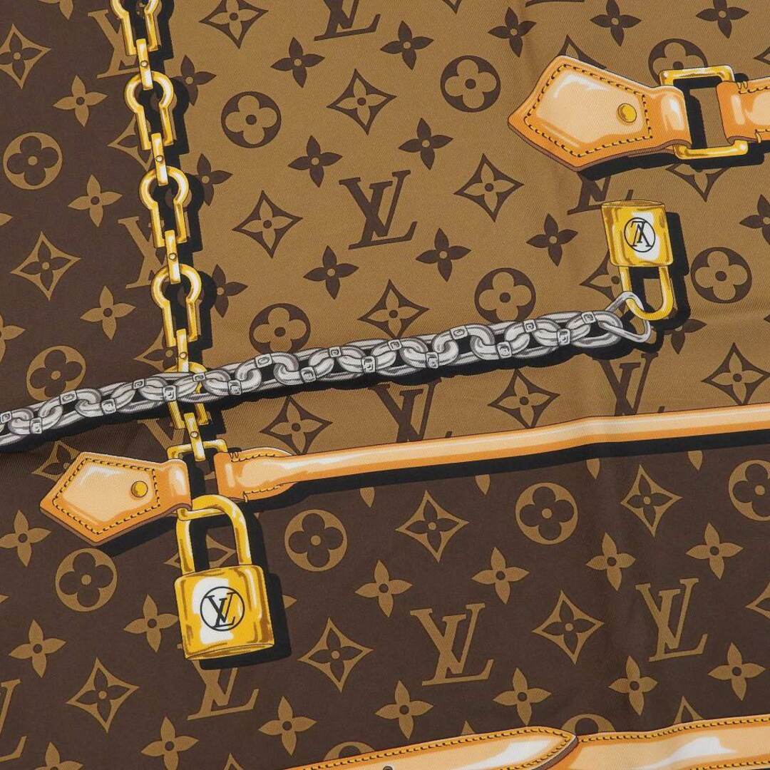 【本物保証】 新品同様 ルイヴィトン LOUIS VUITTON カレ モノグラム コンフィデンシャル スカーフ メタルチェーン パドロック  M78666