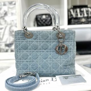 クリスチャンディオール(Christian Dior)のディオール　レディディオール　デニム　2way　ハンドバッグ　青(ハンドバッグ)