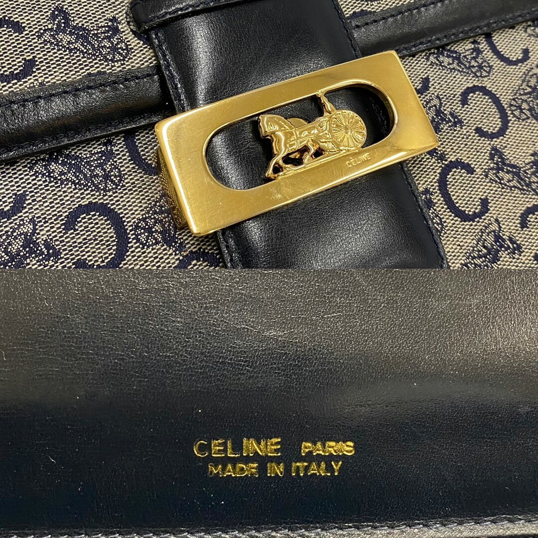 極美品 CELINE マカダム柄 キャンバス ショルダーバッグ