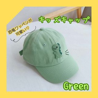 帽子 恐竜 キッズ キャップ 子供 ワッペン 春 夏  ダイナソー グリーン(帽子)