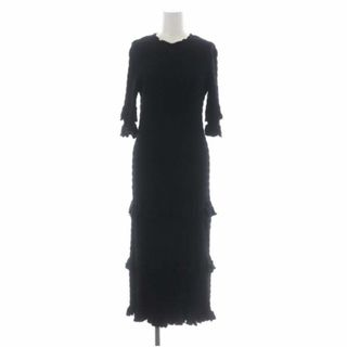 メーア(MAR)のメーア Shirring frilled dress ワンピース 七分袖 ロング(ロングワンピース/マキシワンピース)