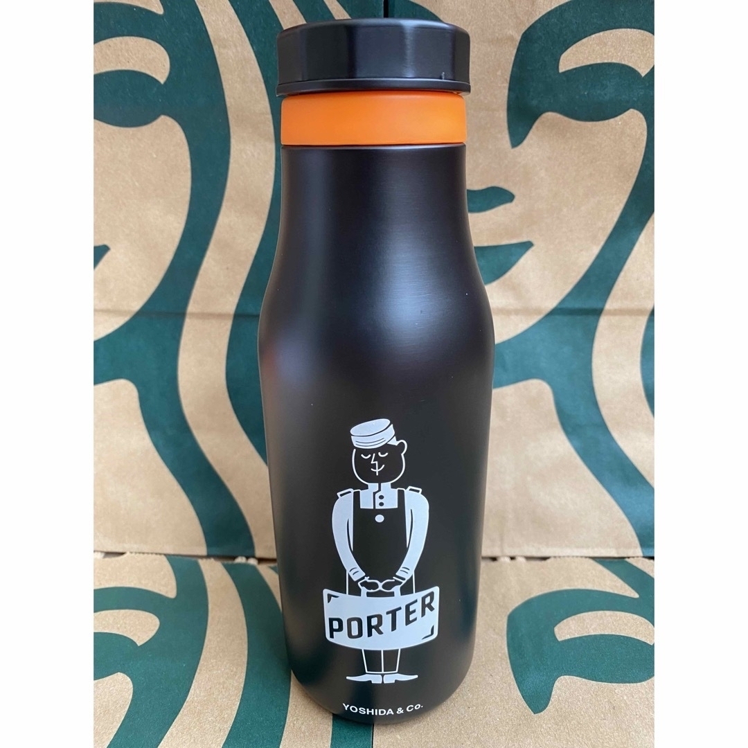 スターバックス PORTER ステンレスロゴボトル ブラック 473ml スタバ