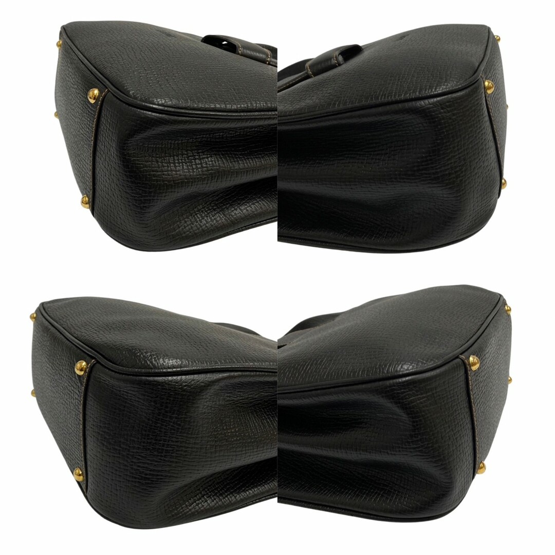 極 美品 レア品 LOEWE ロエベ ヴィンテージ バルセロナ ロゴ 刻印 オールレザー 本革 ハンドバッグ ミニ トートバッグ ブラック 黒 19217