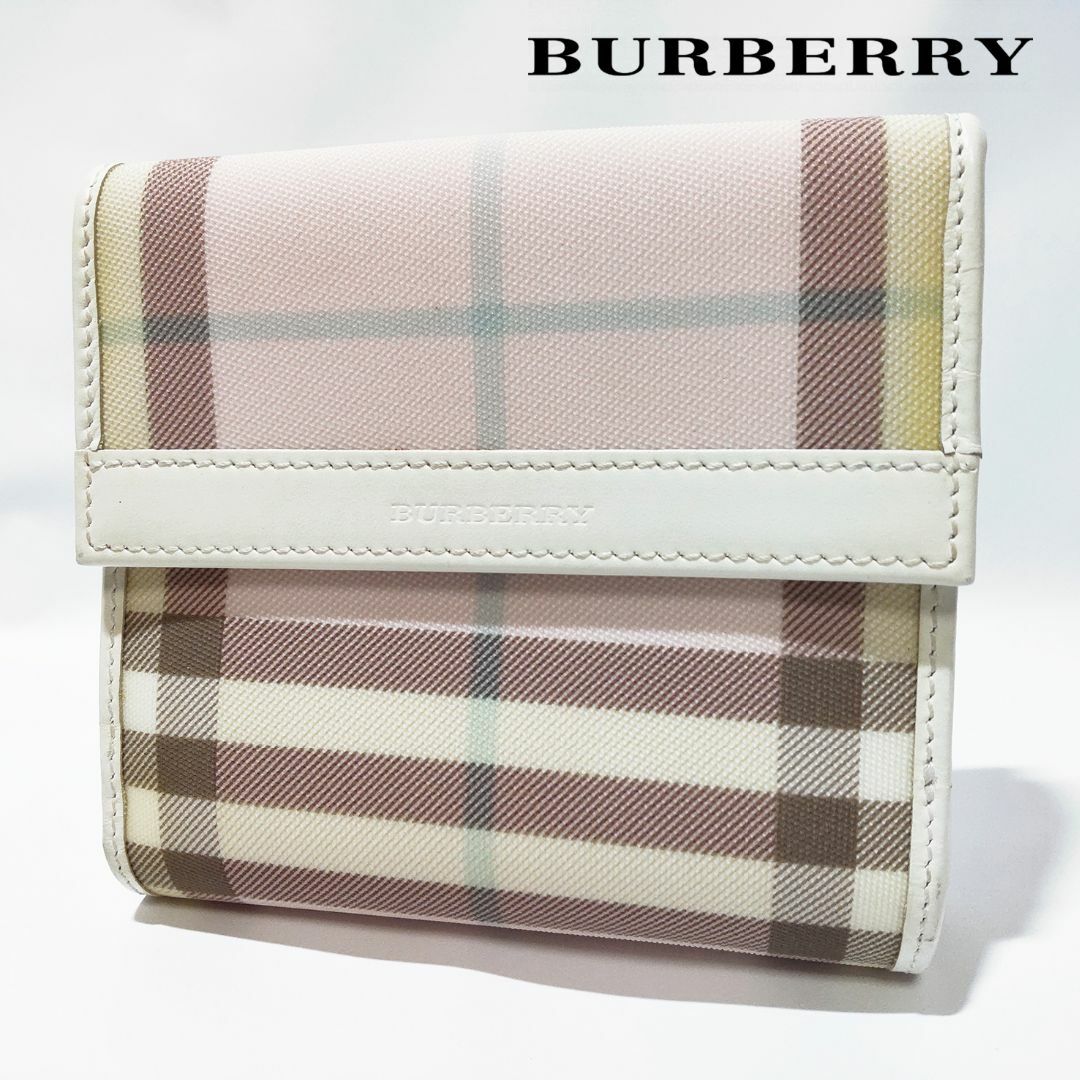 極美品】BURBERRY バーバリー レザー 二つ折り財布 ノバチェック-