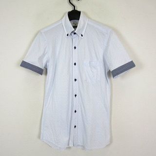 メンズメルローズ(MEN'S MELROSE)のメンズメルローズ シャツ ボタンダウン チェック 半袖 M-L ライトブルー(シャツ)