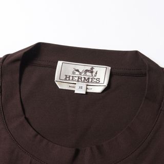 HERMES エルメス Tシャツ サイズ:XS プレーン クルーネック ポケット Tシャツ T-SHIRT A POCHE JERSEY ブラウン イタリア製 ブランド トップス カットソー 半袖 【メンズ】【美品】