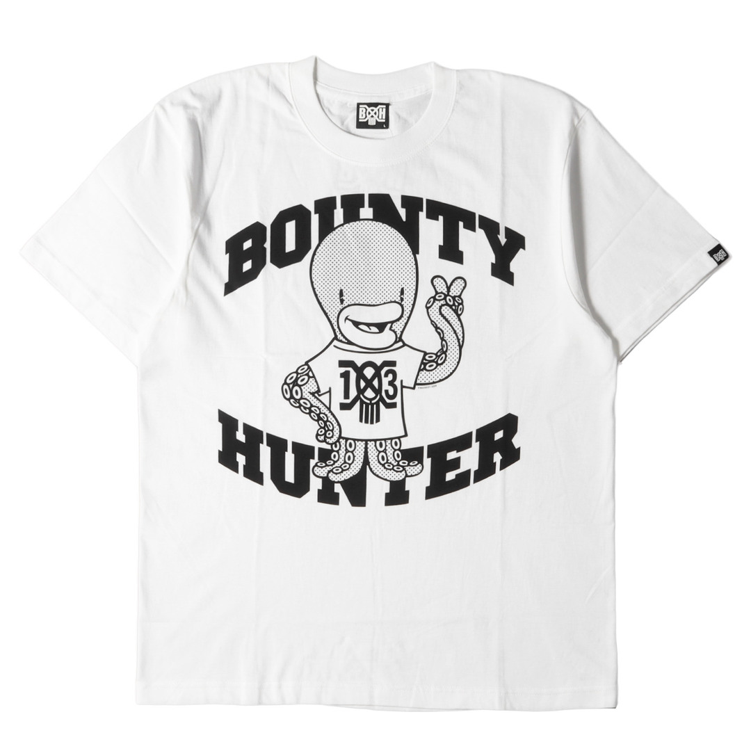 BOUNTY HUNTER バウンティーハンター Tシャツ サイズ:L 13周年記念 MANKEY タコ グラフィック クルーネック Tシャツ 00s ホワイト 白 アーカイブ トップス カットソー 半袖 【メンズ】