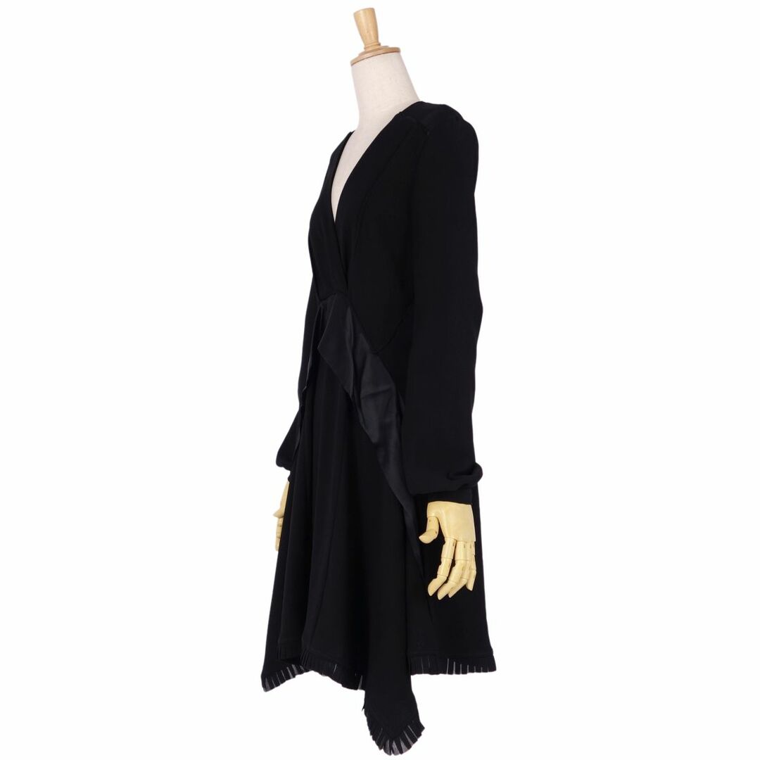 Balenciaga(バレンシアガ)の美品 バレンシアガ BALENCIAGA BLACK DRESS ワンピース ドレス ロングスリーブ Vネック トップス レディース 34(S相当) ブラック レディースのワンピース(ひざ丈ワンピース)の商品写真