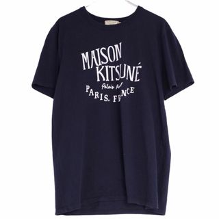 キツネ(KITSUNE)のメゾンキツネ MAISON KITSUNE Tシャツ カットソー 半袖 ショートスリーブ ロゴプリント トップス メンズ L ネイビー(Tシャツ/カットソー(半袖/袖なし))