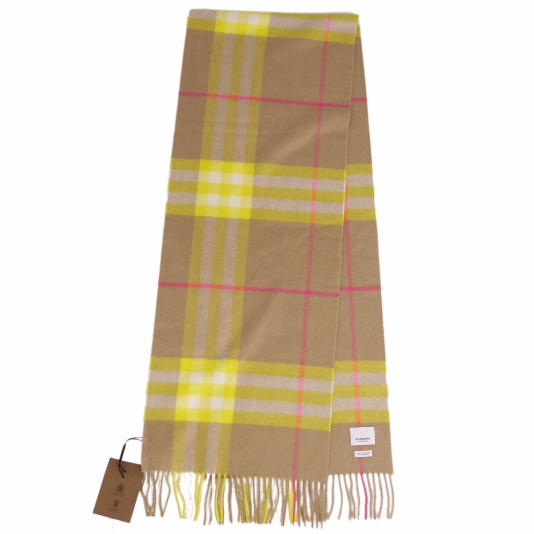 BURBERRY(バーバリー)の未使用 バーバリー BURBERRY マフラー ストール チェック柄 フリンジ カシミヤ100％ レディース ブラウン レディースのファッション小物(ストール/パシュミナ)の商品写真