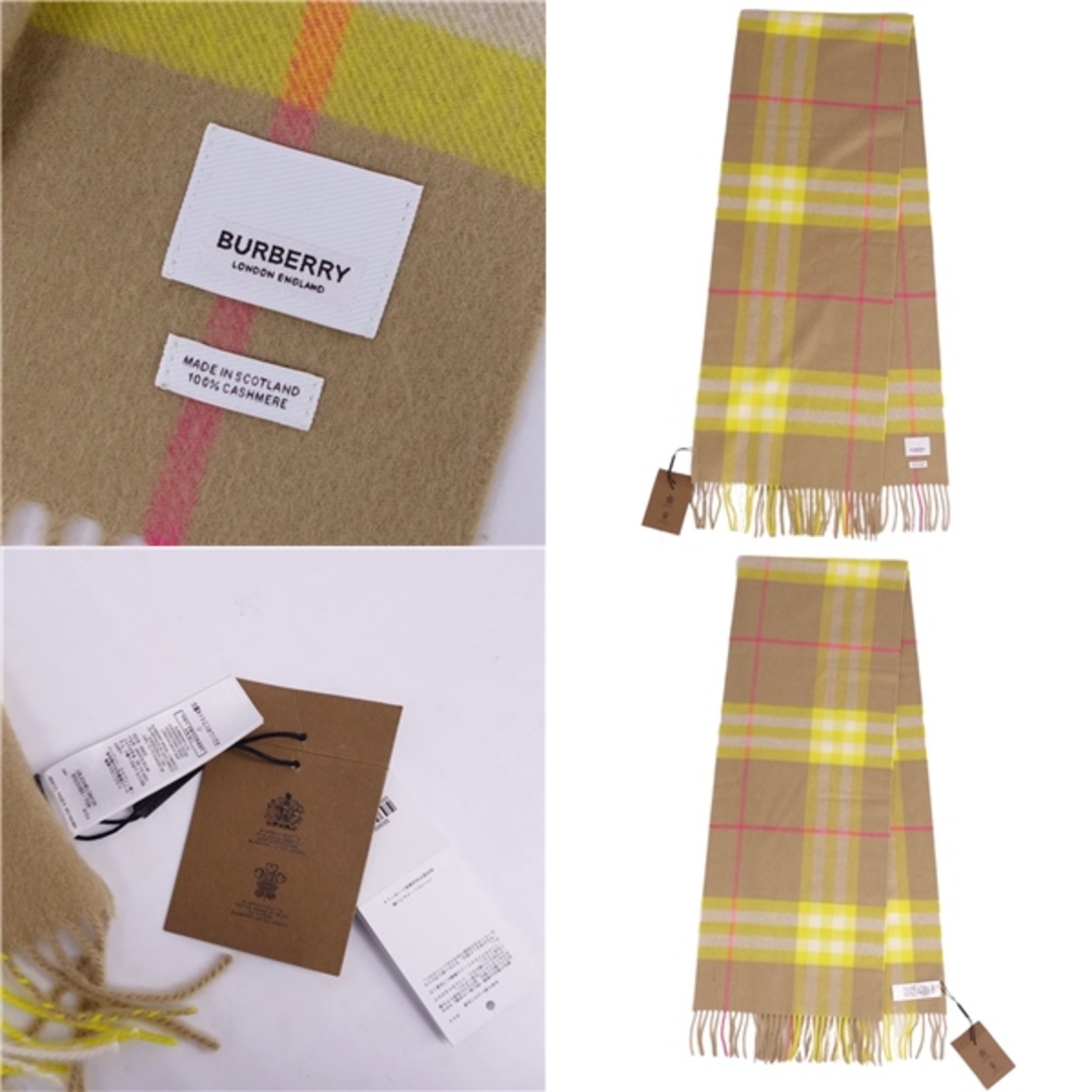 BURBERRY(バーバリー)の未使用 バーバリー BURBERRY マフラー ストール チェック柄 フリンジ カシミヤ100％ レディース ブラウン レディースのファッション小物(ストール/パシュミナ)の商品写真