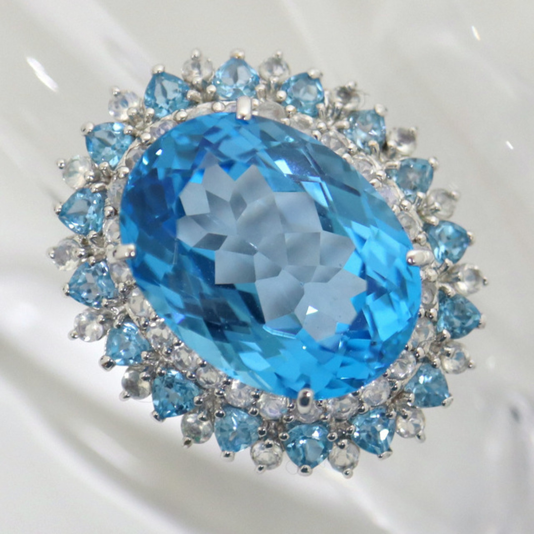 【Jewelry】K18WG ブルートパーズ リング ホワイトゴールド BT20.00ct BT4.00ct D080ct 16.8g 14号/kt02882hm