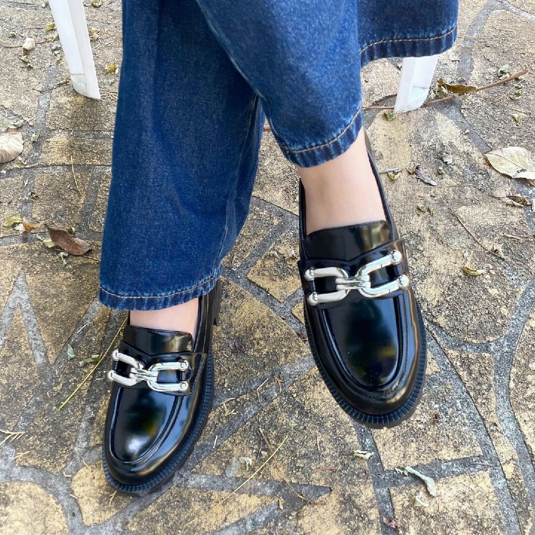 ZARA - ZARA トラックソール ビジューローファー 41サイズ ブラックの