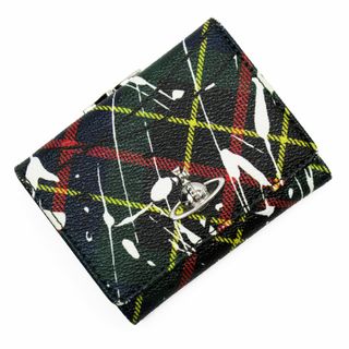 ヴィヴィアンウエストウッド Vivienne Westwood 二つ折り財布 レザー ネイビー×グリーン×ブラック レディース 送料無料【中古】 t18900g