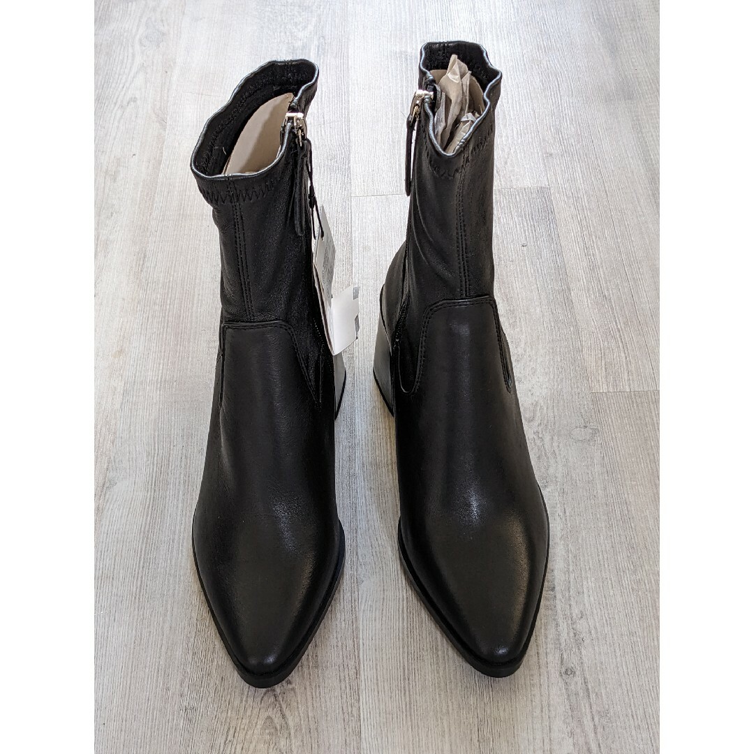 ZARA レザーヒール アンクルブーツ サイズ ブラック